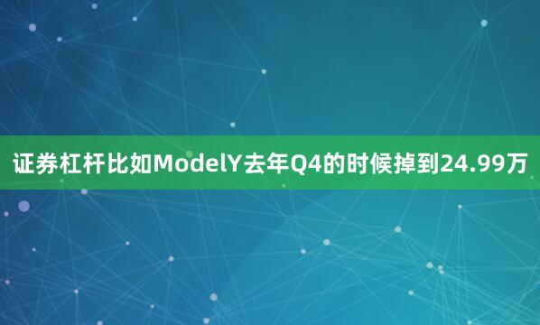 证券杠杆比如ModelY去年Q4的时候掉到24.99万