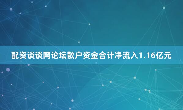 配资谈谈网论坛散户资金合计净流入1.16亿元